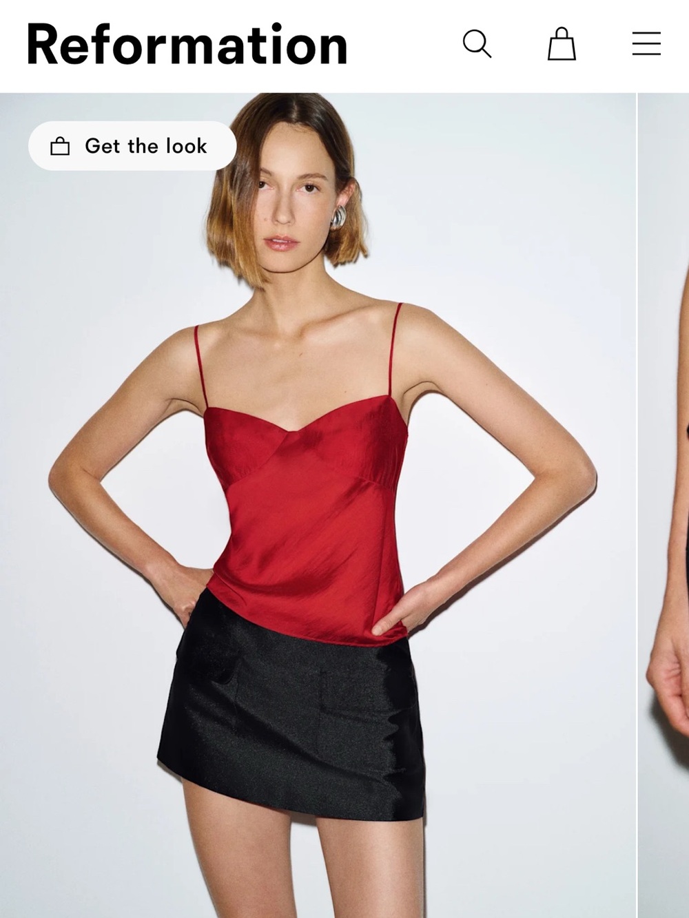 Reformation Red and Black Mini Skirt
